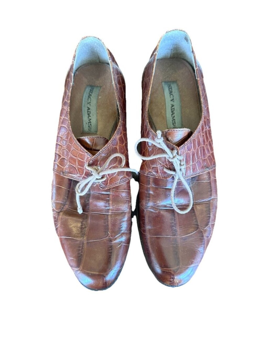 Stacy Adams Genuine Snake & Leather Brown Oxford Shoes Mens 9.5
